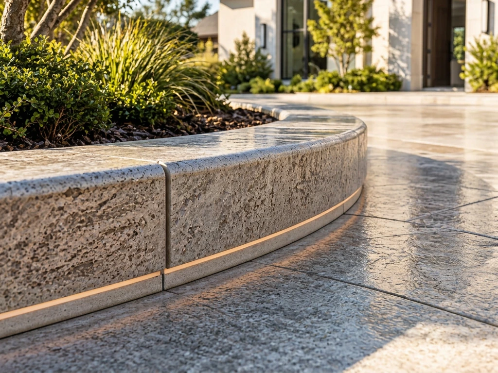 Daylit concrete curb showing its built-in linear lighting channel